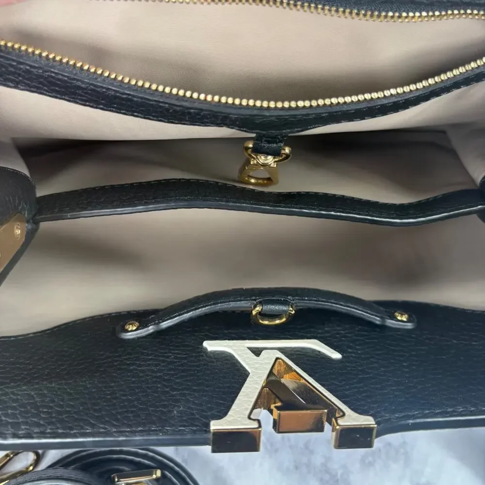 LOUIS VUITTON Capucines MM Black Taurillon Leather Ltd Edition Handle COA Dusty